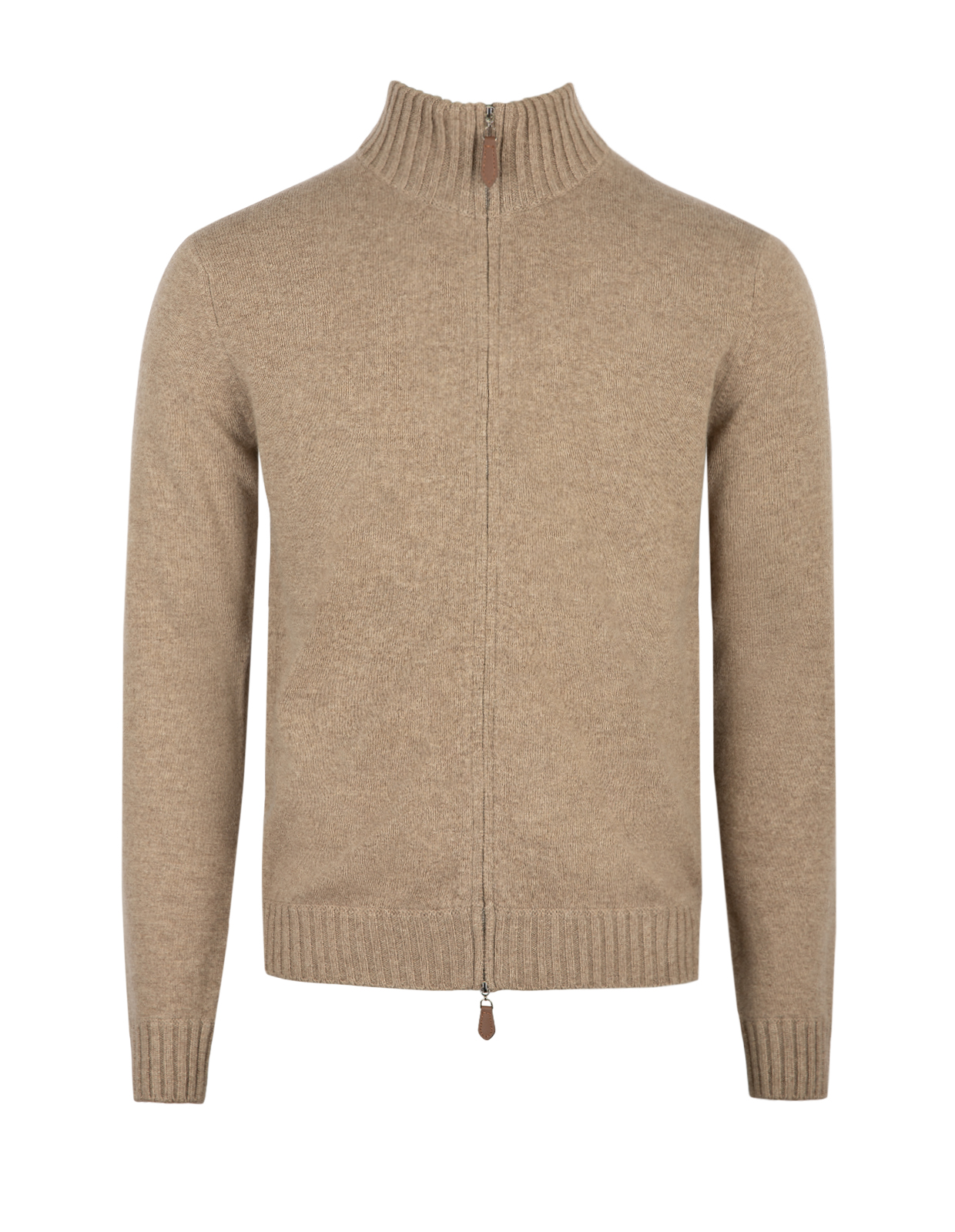 Zip Cardigan Cashmere Melerad Beige