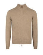 Zip Cardigan Cashmere Melerad Beige
