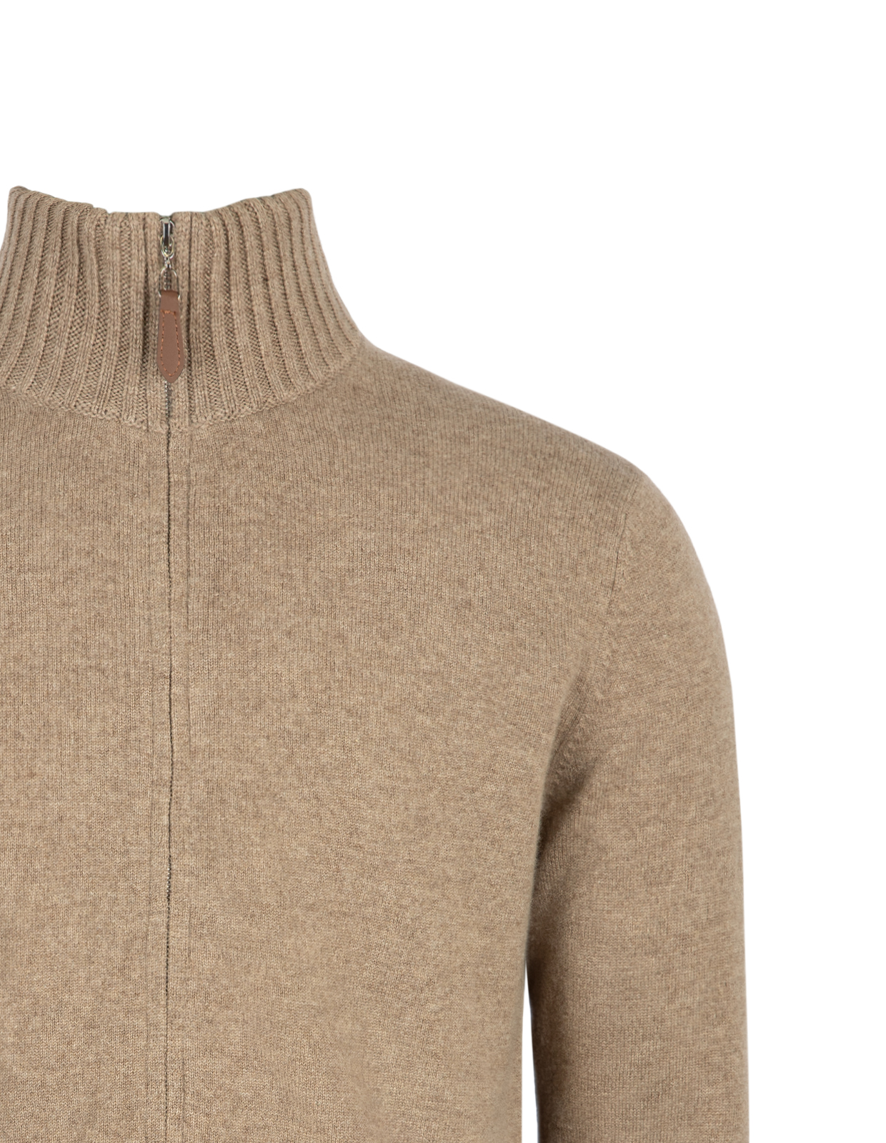 Zip Cardigan Cashmere Melerad Beige