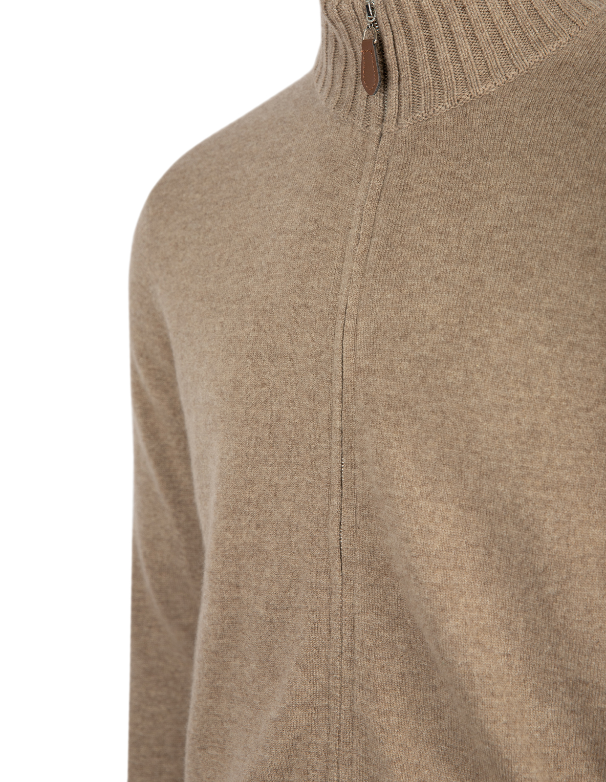 Zip Cardigan Cashmere Melerad Beige