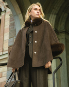 Damini Cape Lammull Mörkbrun One Size