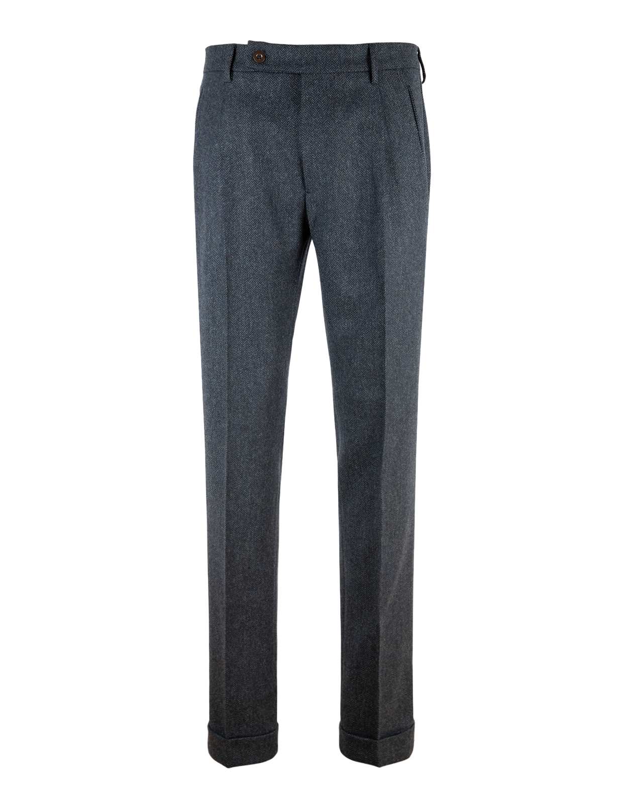 Retro Theca 2P Byxa Tweed Fiskbensmönster Blå