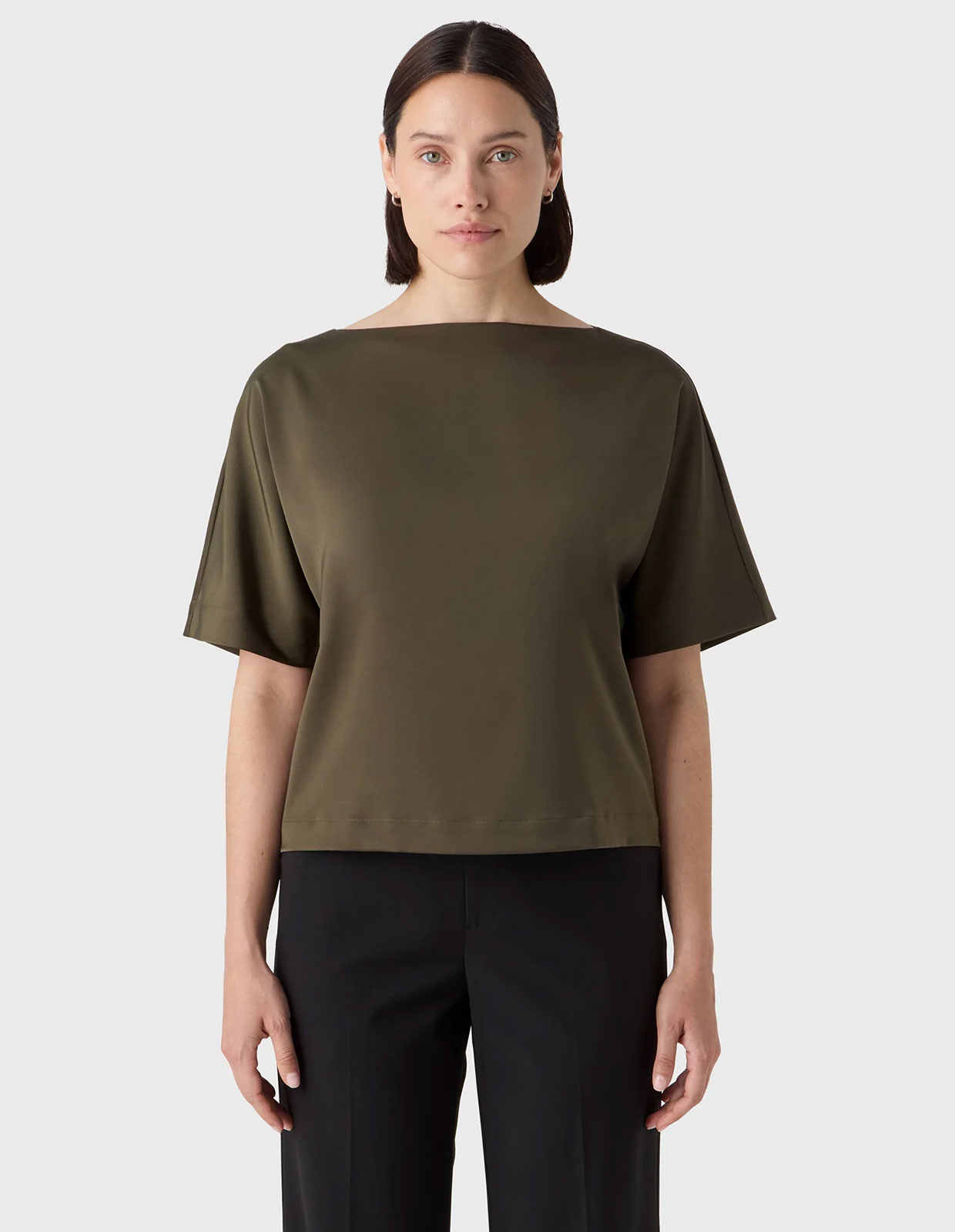 Ava Top Satin Olivgrön