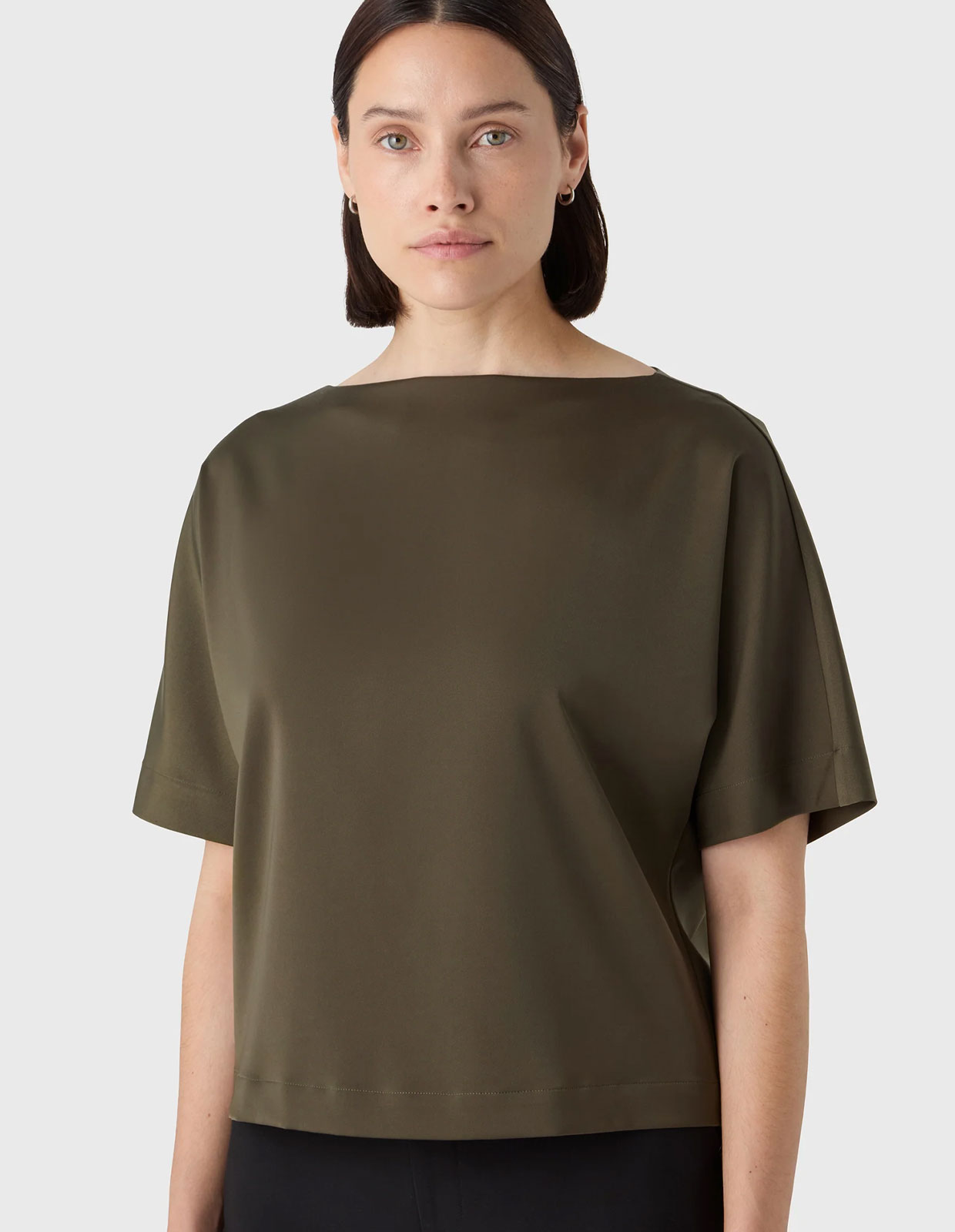 Ava Top Satin Olivgrön