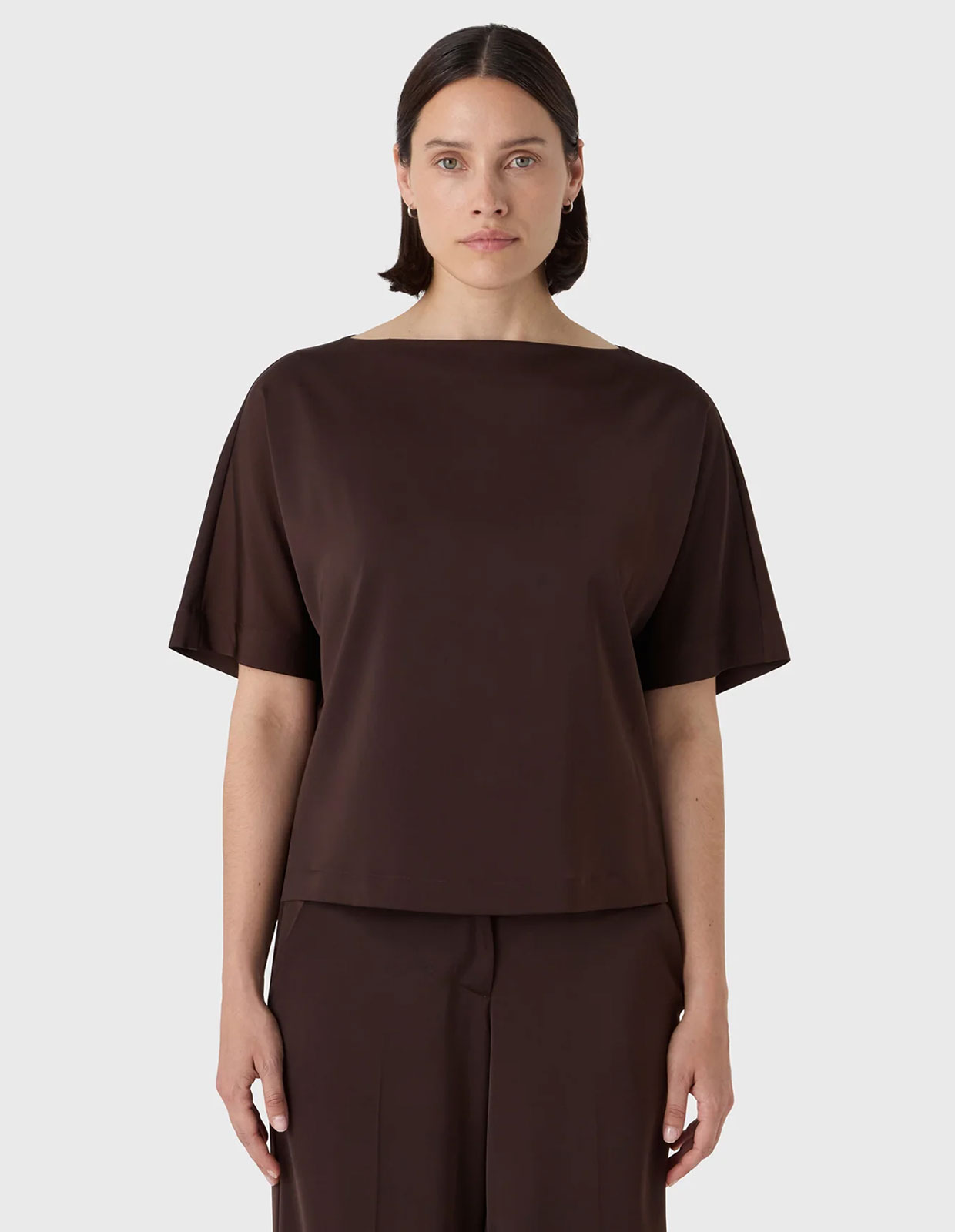 Ava Top Satin Mörkbrun