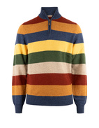 Lyndhurst Zip-tröja Lammull Randig Navy/Rost/Beige 58