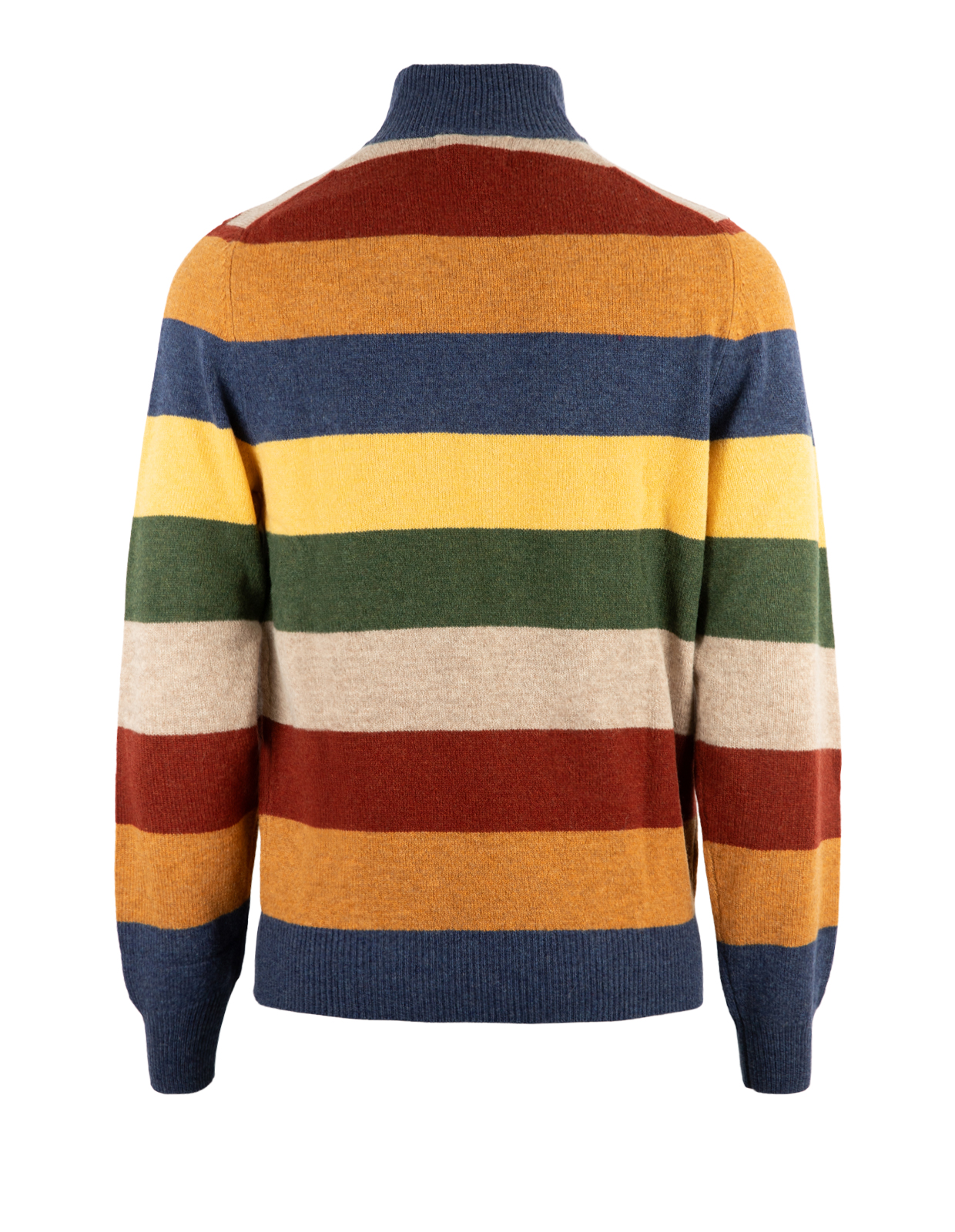 Lyndhurst Zip-tröja Lammull Randig Navy/Rost/Beige