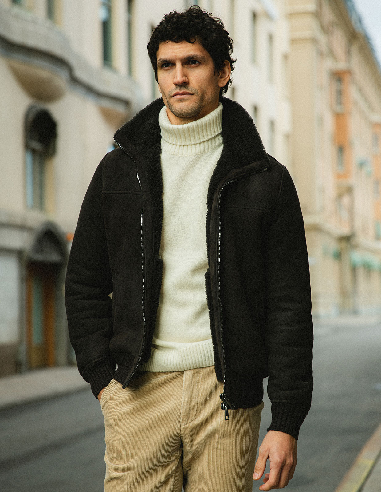 Blouson Shearling Jacka Mörkbrun