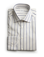 Slimline Skjorta Randig Twofold Bomull Vit/Navy