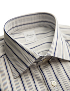 Slimline Skjorta Randig Twofold Bomull Vit/Navy