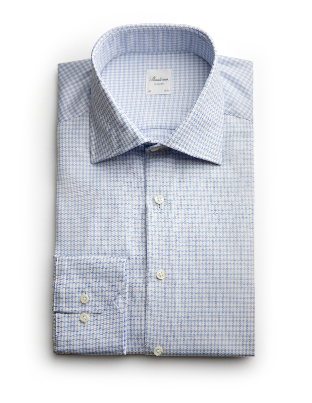 Slimline Skjorta Bomull Rutig Ljusblå/Vit 38