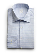 Slimline Skjorta Bomull Rutig Ljusblå/Vit 38