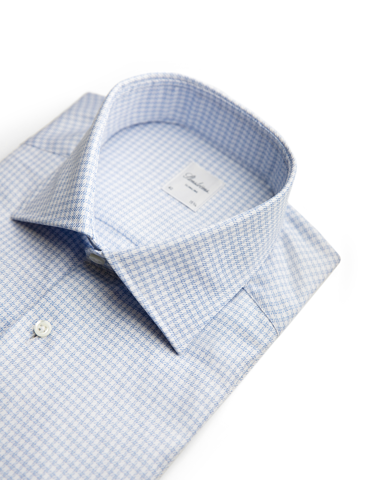 Slimline Skjorta Bomull Rutig Ljusblå/Vit 38