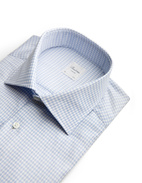 Slimline Skjorta Bomull Rutig Ljusblå/Vit 38