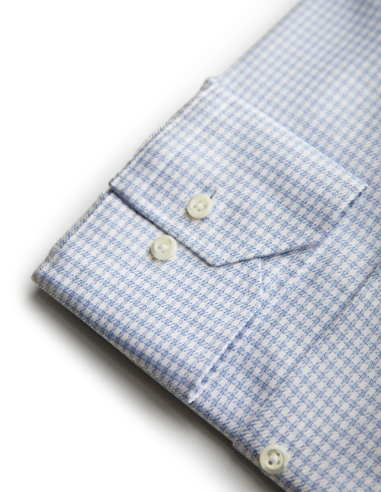 Slimline Skjorta Bomull Rutig Ljusblå/Vit 38