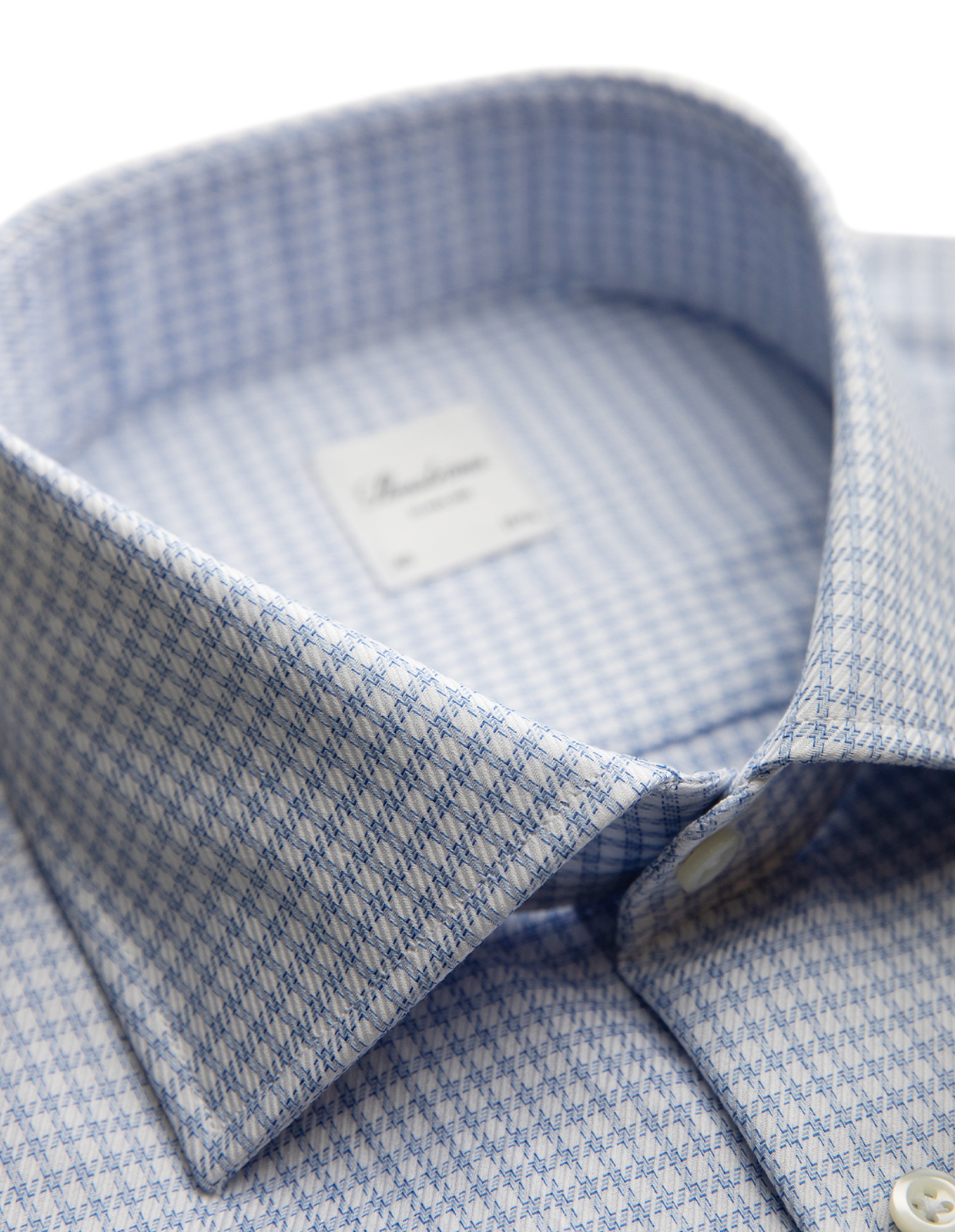 Slimline Skjorta Bomull Rutig Ljusblå/Vit 38