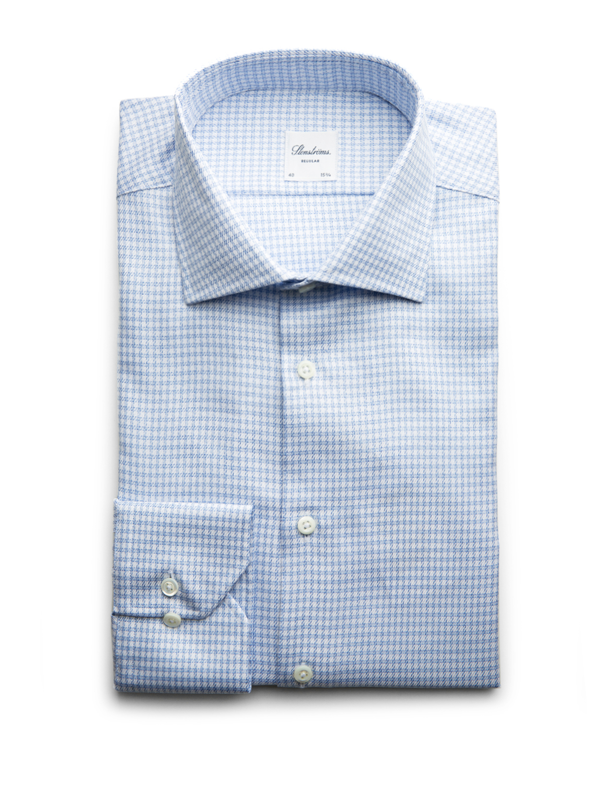Regular XLÄ Skjorta Bomull Rutig Ljusblå/Vit XLÄ45