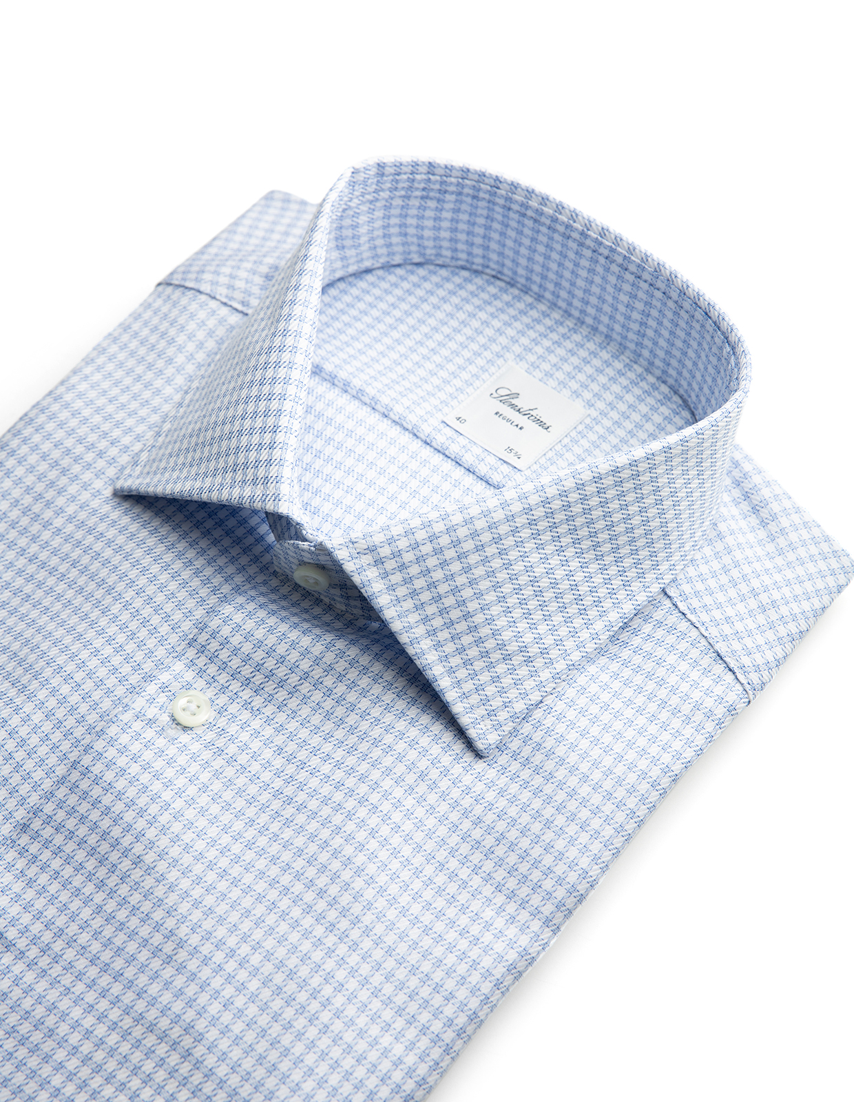 Regular XLÄ Skjorta Bomull Rutig Ljusblå/Vit XLÄ45