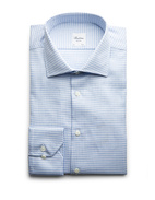 Slimline XLÄ Skjorta Bomull Rutig Ljusblå/Vit