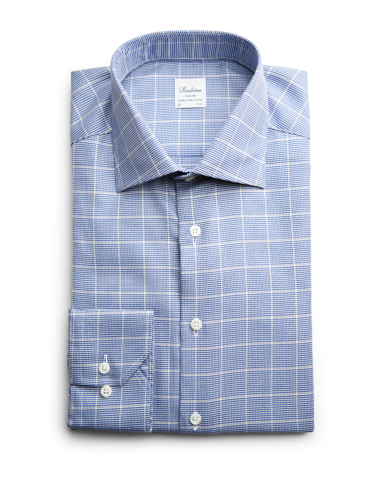 Slimline Skjorta Bomull Rutig Navy/Beige