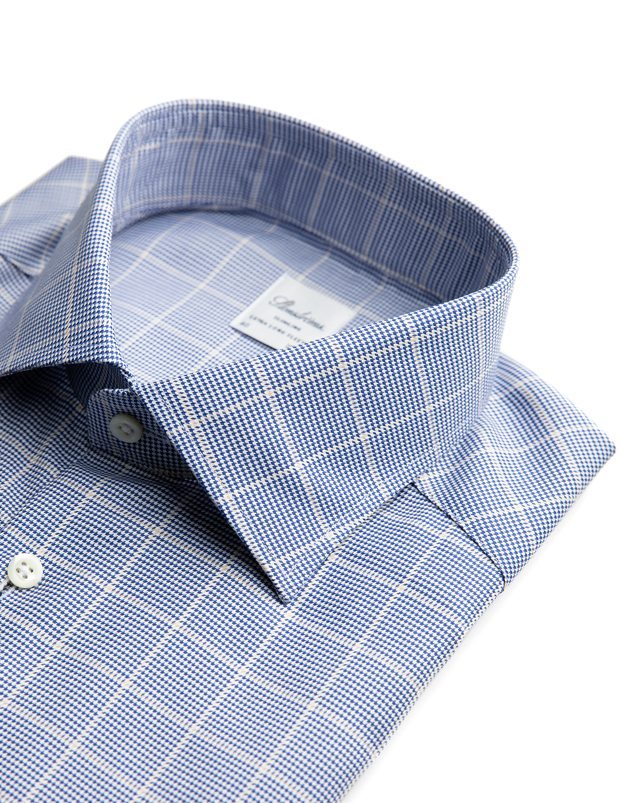 Slimline Skjorta Bomull Rutig Navy/Beige XLÄ42