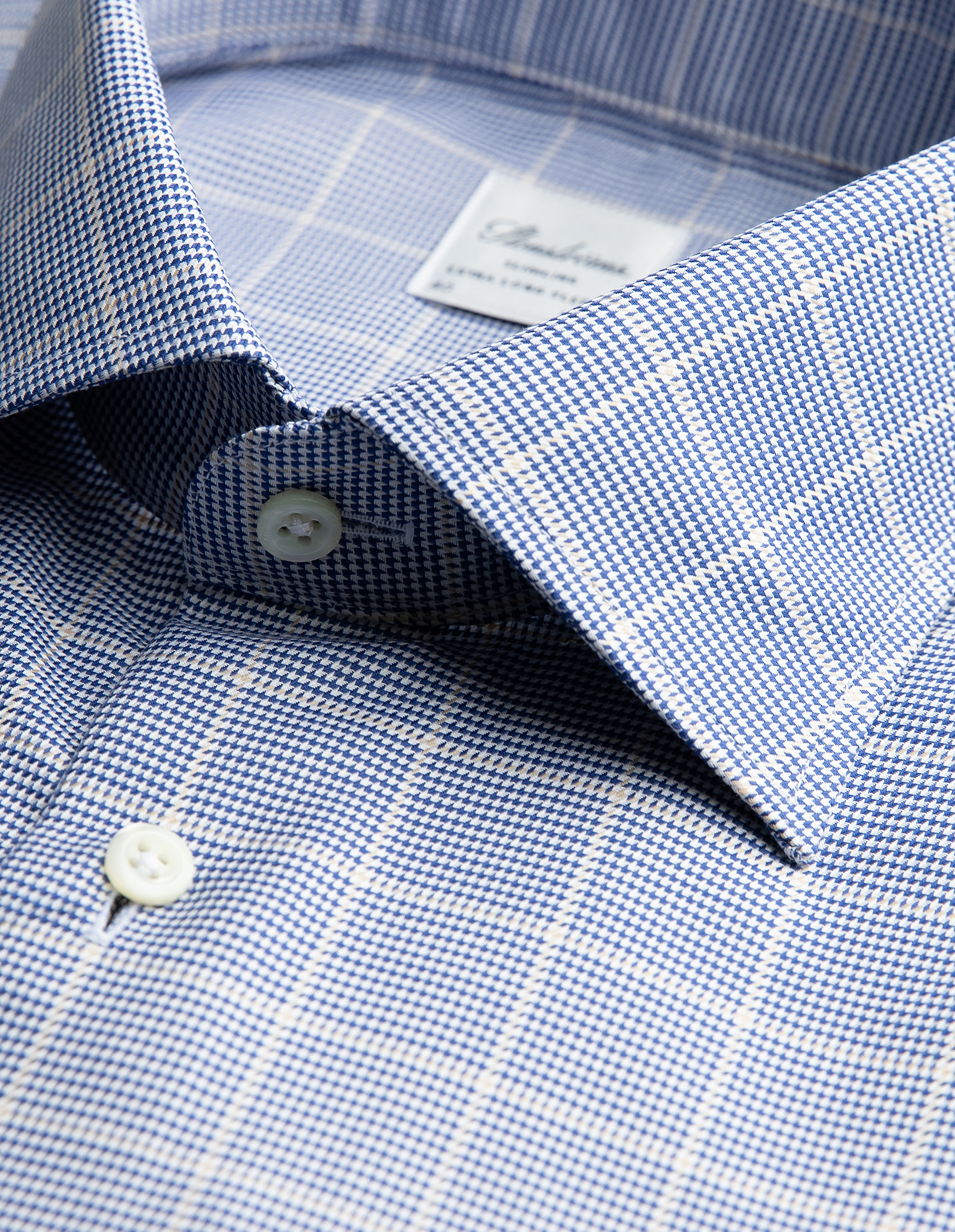 Slimline Skjorta Bomull Rutig Navy/Beige XLÄ42