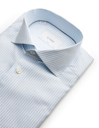 Slim Fit Skjorta Bomull Ljusblå/Vit Randig 44