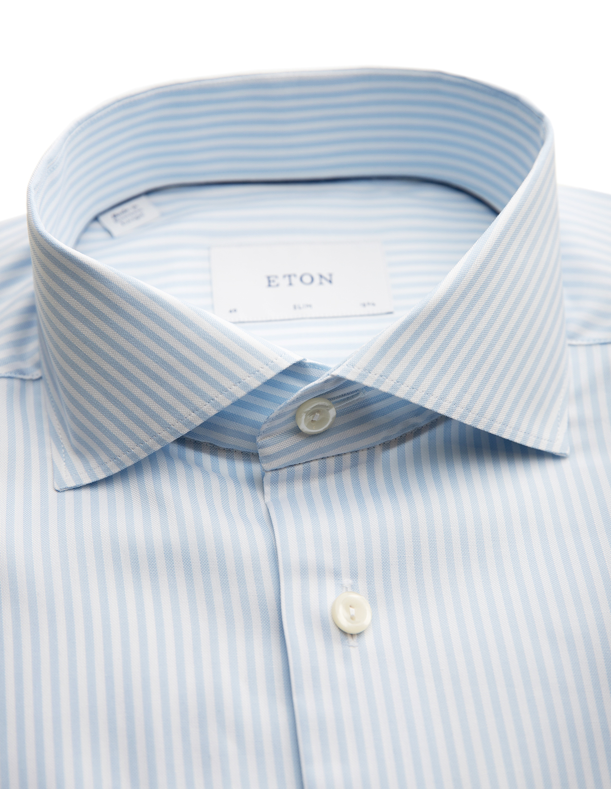 Slim Fit Skjorta Bomull Ljusblå/Vit Randig 44