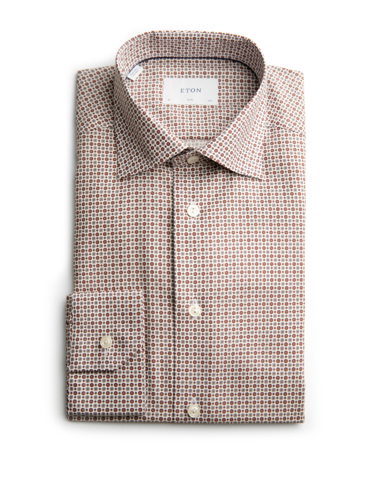 Slim Fit Skjorta Bomull Röd Mönstrad 41