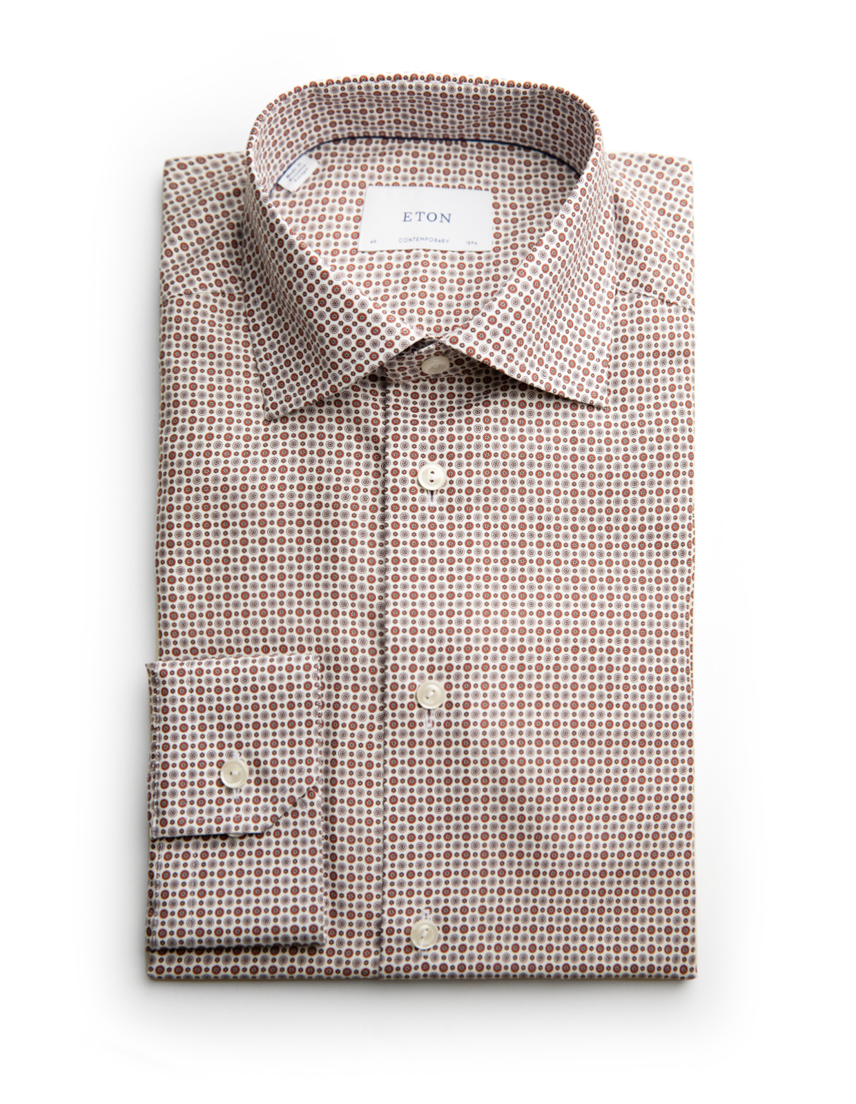 Contemporary Fit Skjorta Bomull Röd Mönstrad 45