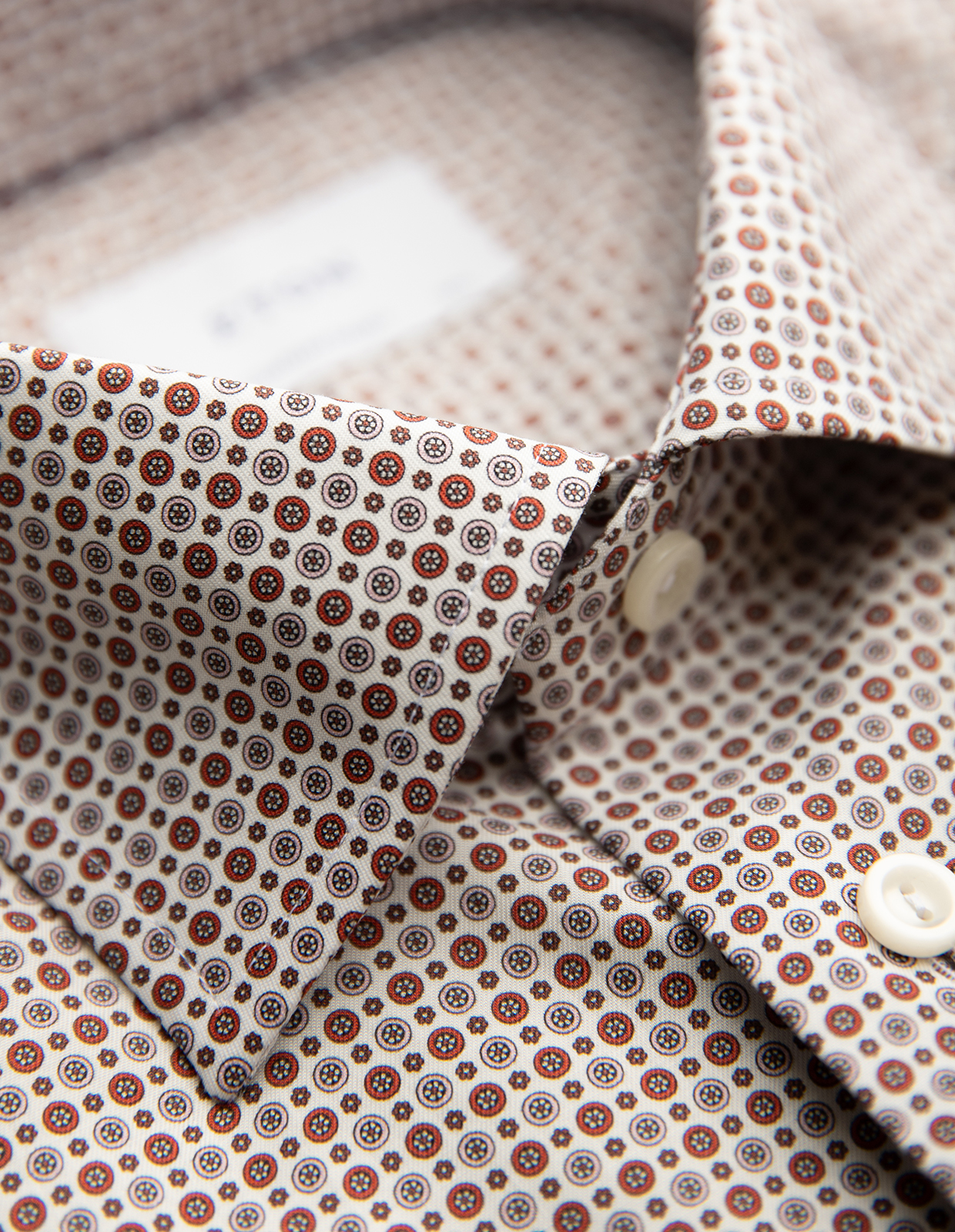 Contemporary Fit Skjorta Bomull Röd Mönstrad 45