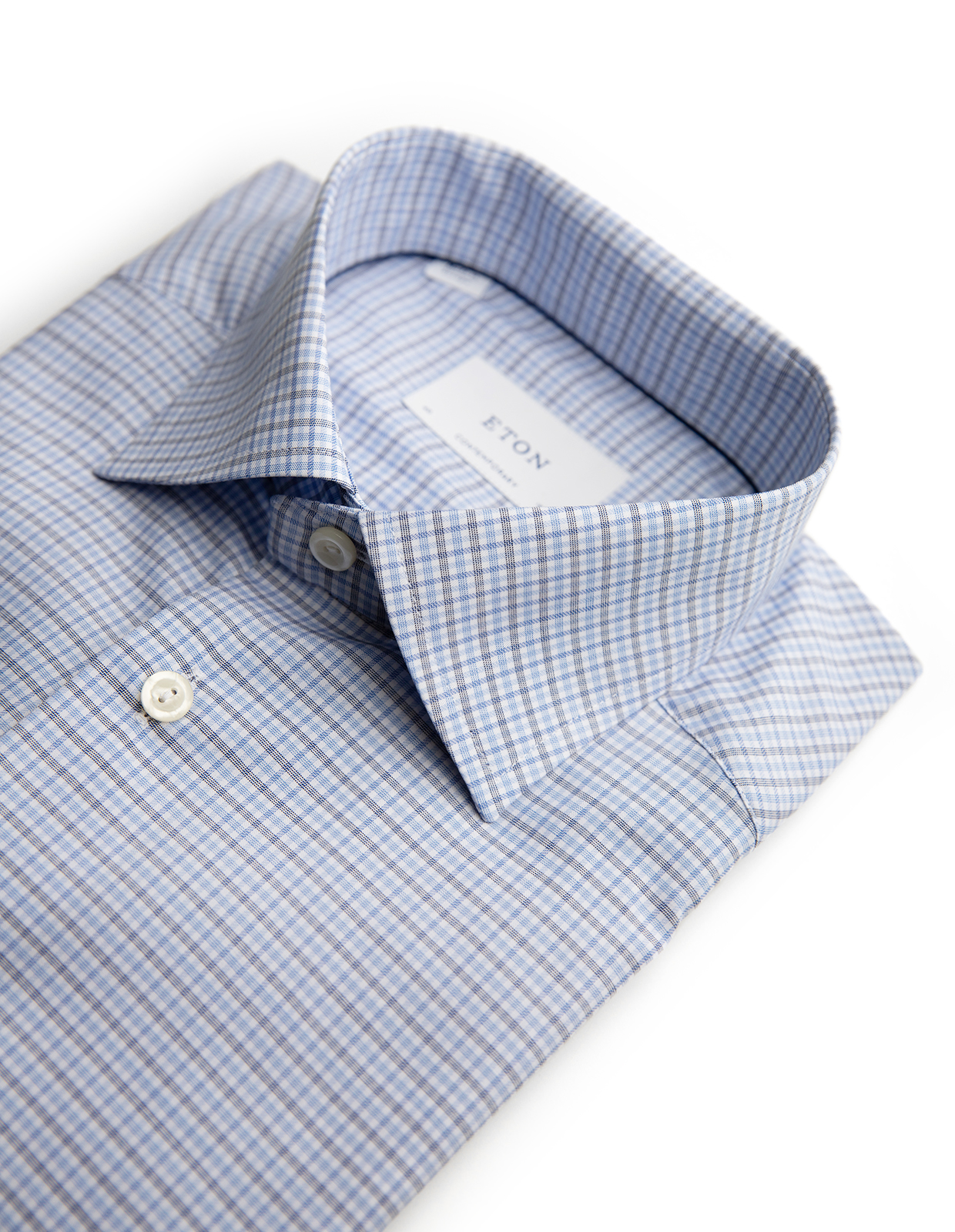 Contemporary Fit Skjorta Bomull Ljusblå Rutig 46