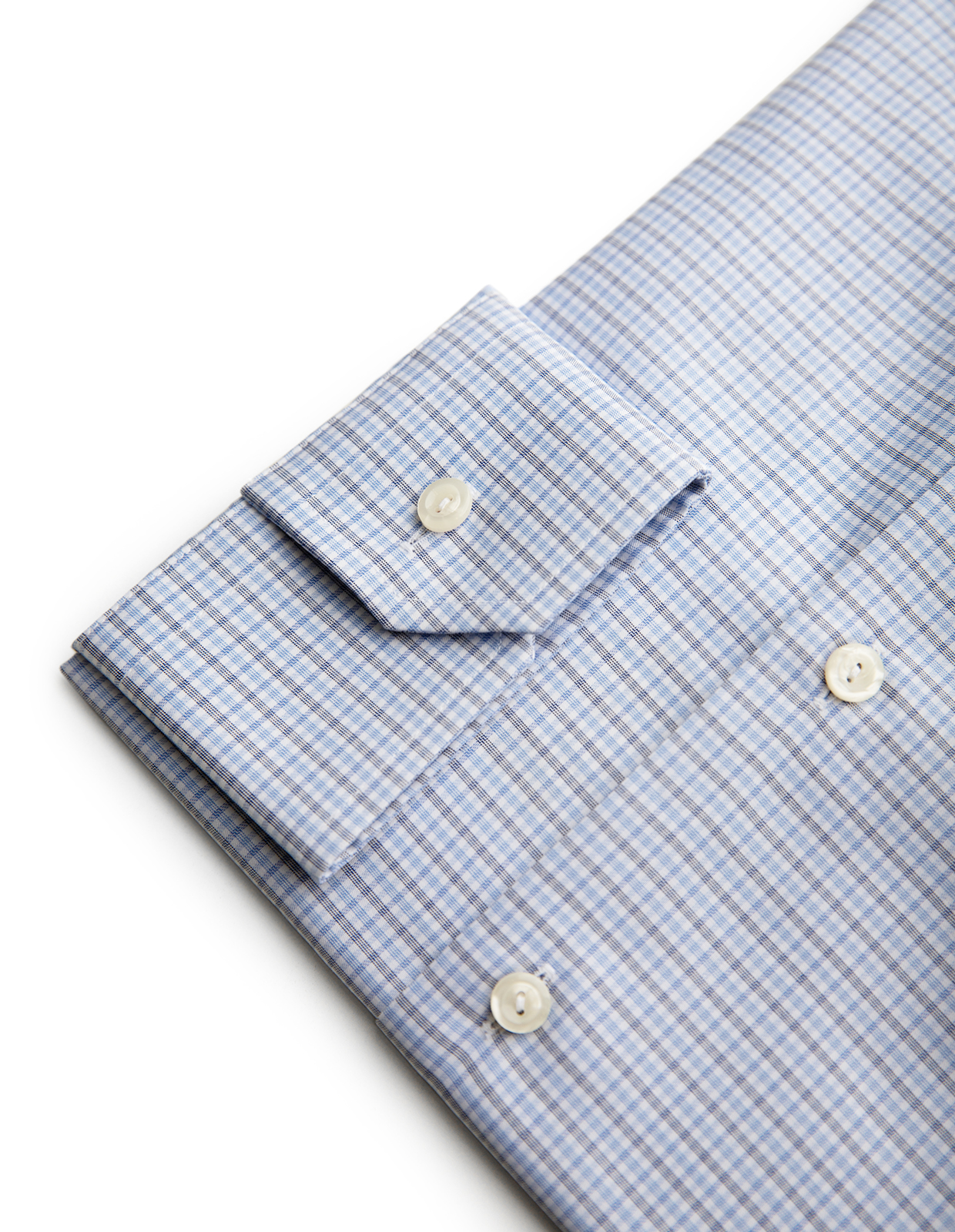 Contemporary Fit Skjorta Bomull Ljusblå Rutig 46