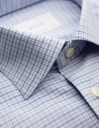 Contemporary Fit Skjorta Bomull Ljusblå Rutig 46