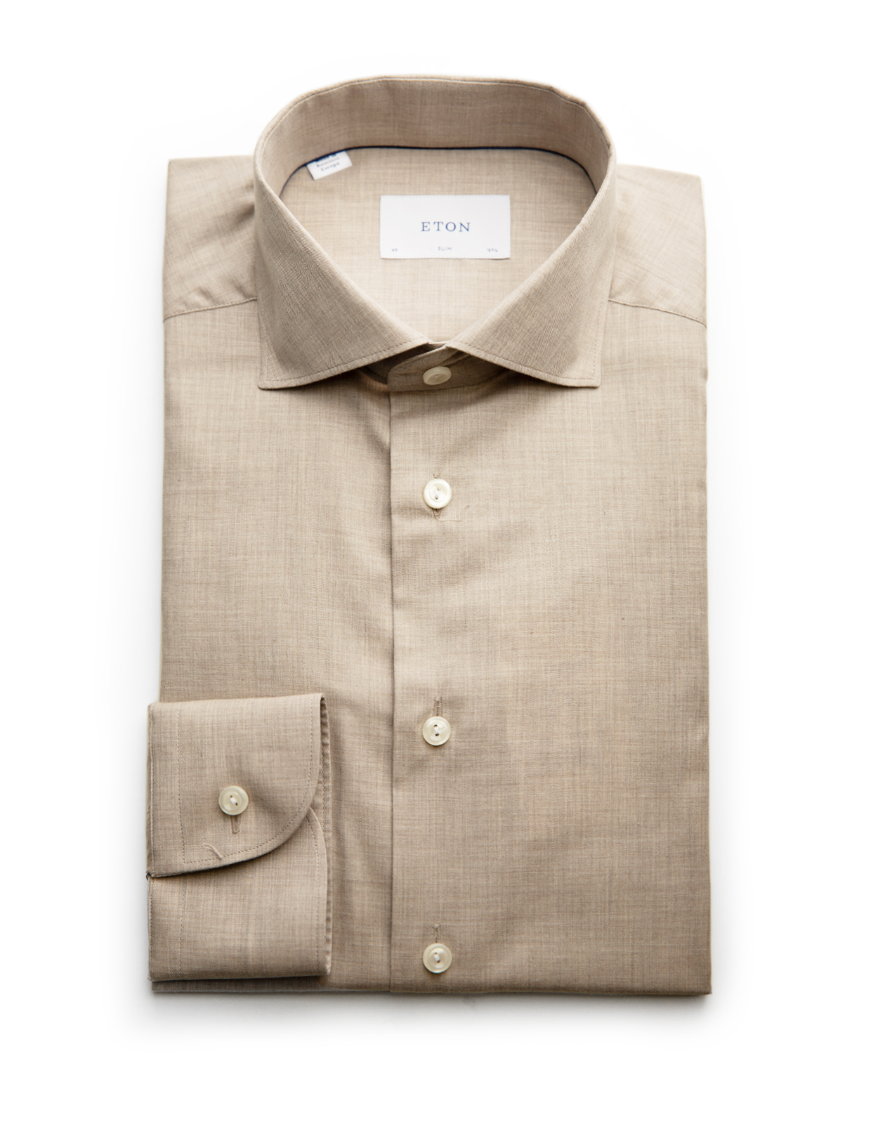 Slim Fit Skjorta Bomull Beige 38