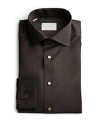 Slim Fit Skjorta Merinoull Mörkbrun 44