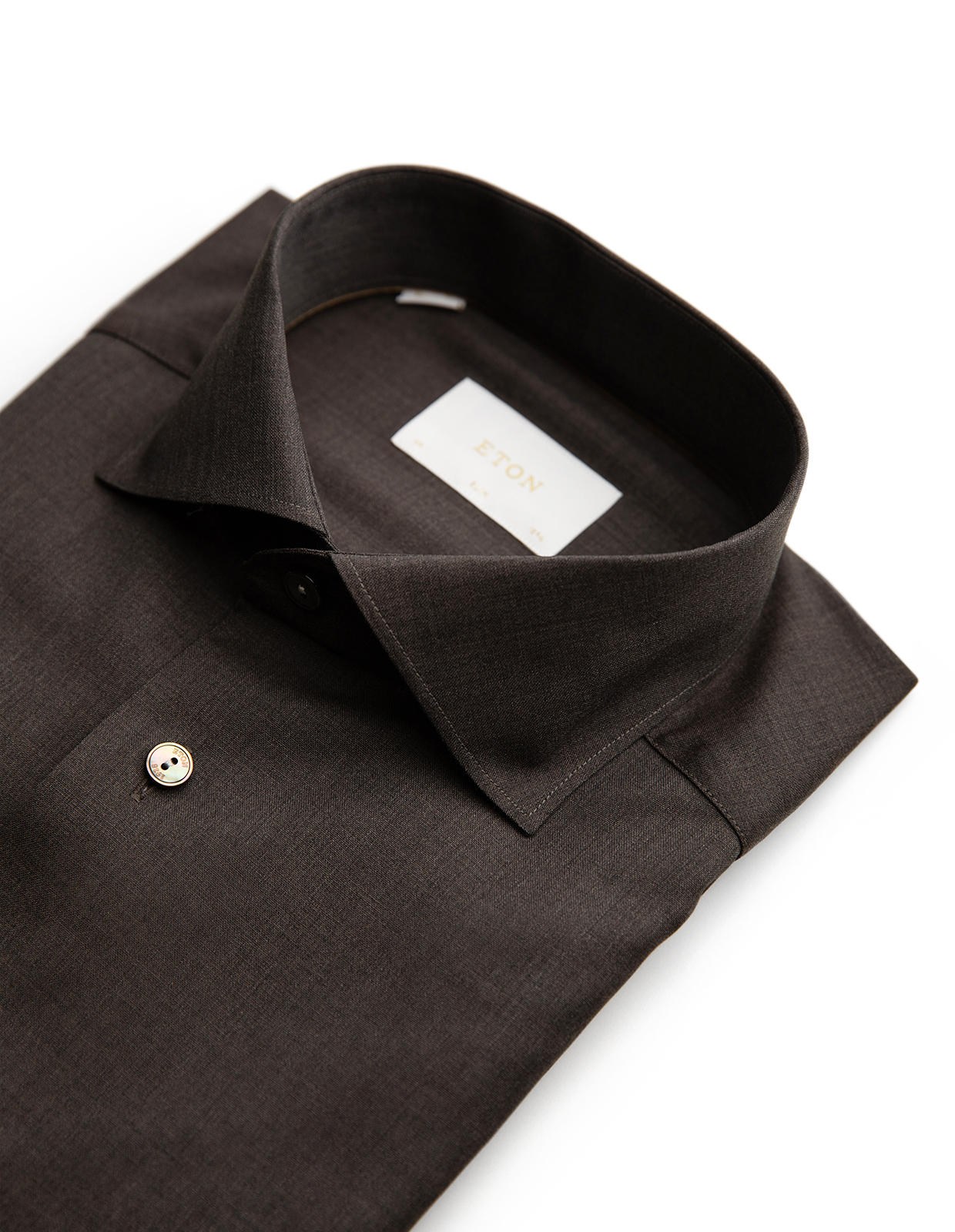 Slim Fit Skjorta Merinoull Mörkbrun