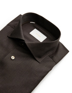 Slim Fit Skjorta Merinoull Mörkbrun 44