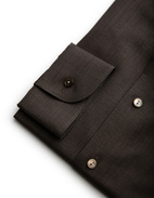 Slim Fit Skjorta Merinoull Mörkbrun 44