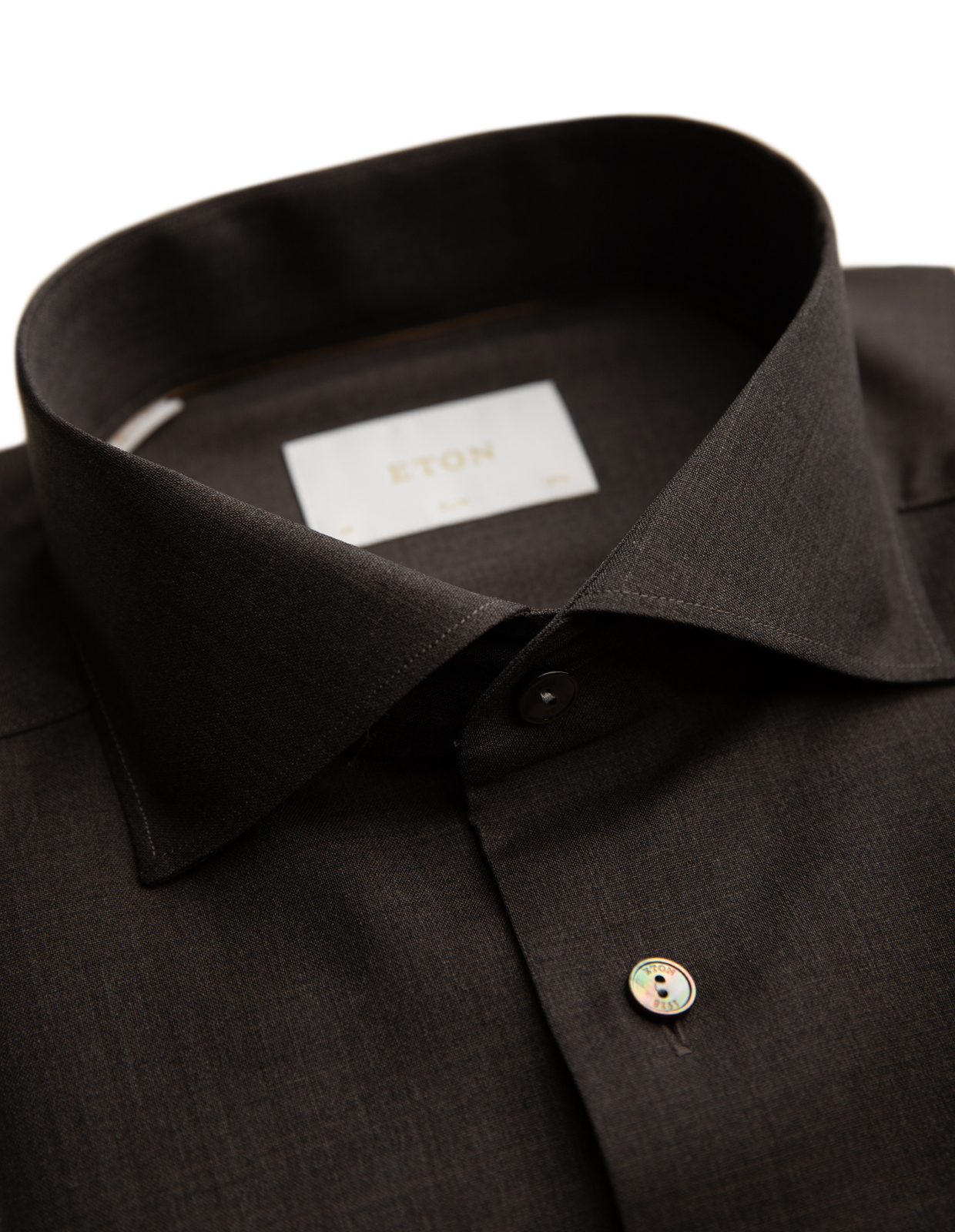 Slim Fit Skjorta Merinoull Mörkbrun 44