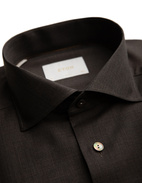 Slim Fit Skjorta Merinoull Mörkbrun 44