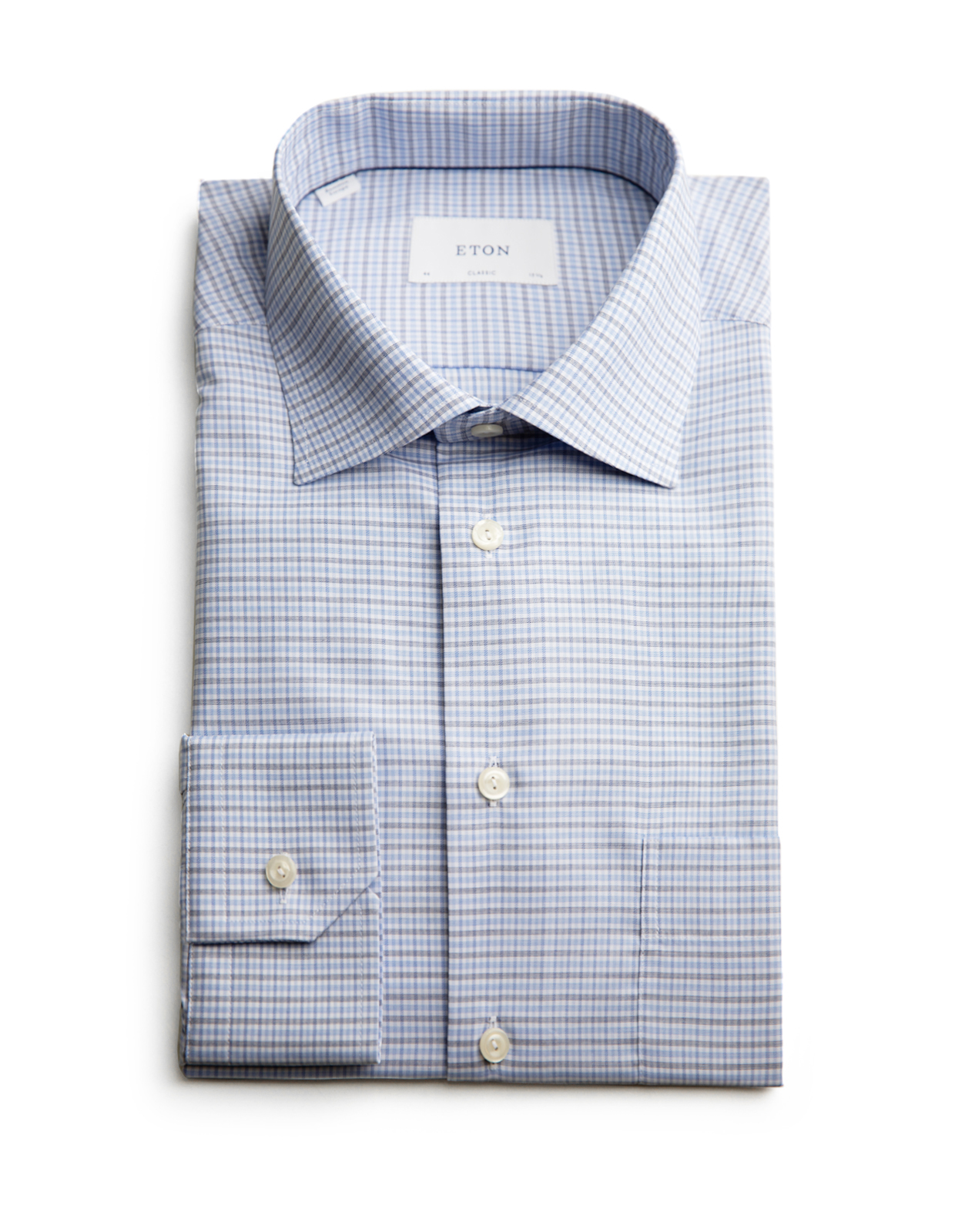 Classic Fit Skjorta Bomull Ljusblå Rutig
