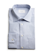 Classic Fit Skjorta Bomull Ljusblå Rutig 44