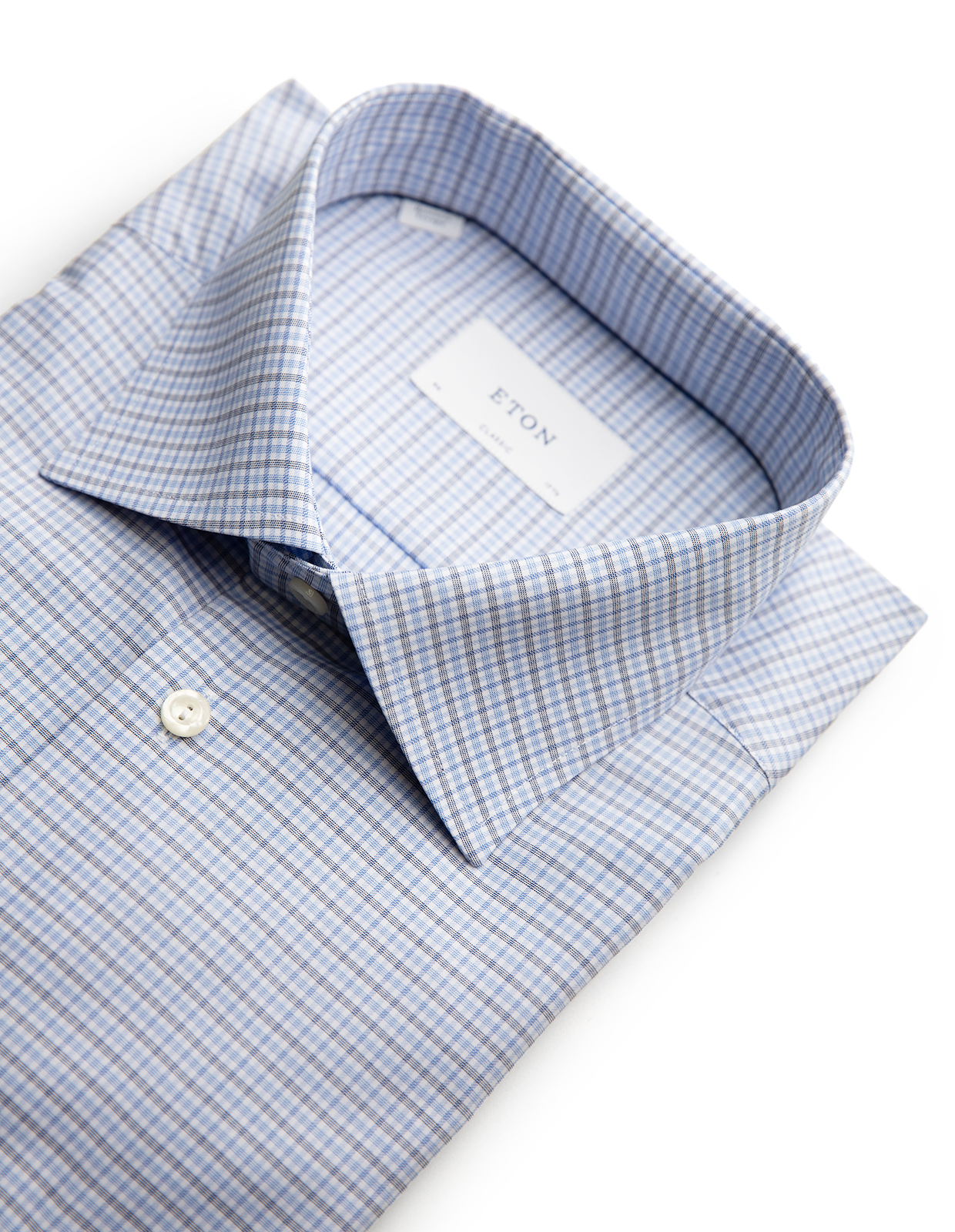 Classic Fit Skjorta Bomull Ljusblå Rutig