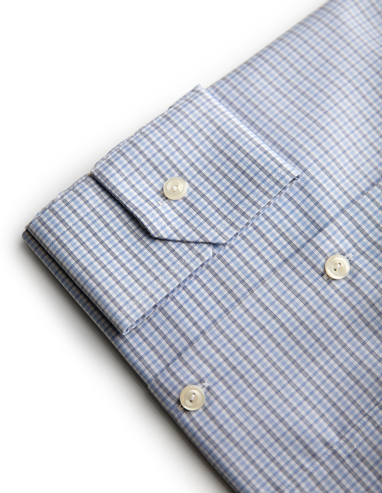 Classic Fit Skjorta Bomull Ljusblå Rutig 44