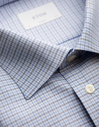 Classic Fit Skjorta Bomull Ljusblå Rutig 44
