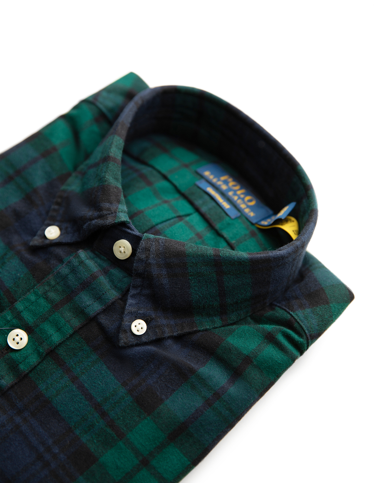 Custom Fit Skjorta Bomull Navy/Grön Rutig