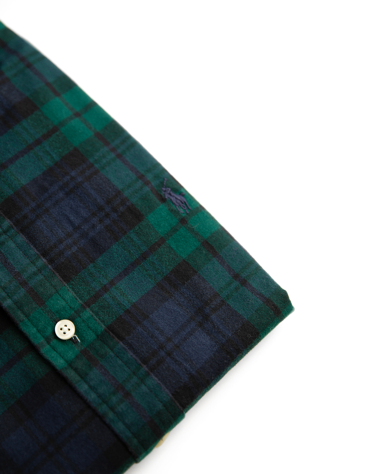 Custom Fit Skjorta Bomull Navy/Grön Rutig