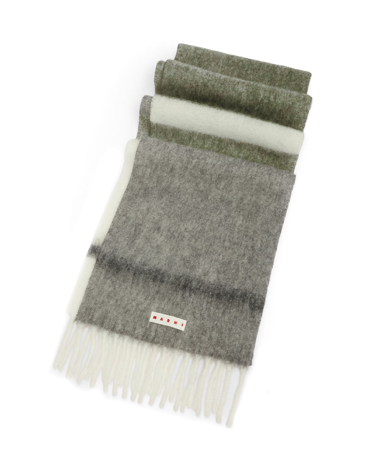 Scarf Alpacka/Mohair Grå/Grön Randig One Size