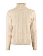 Kabelstickad Polotröja Beige